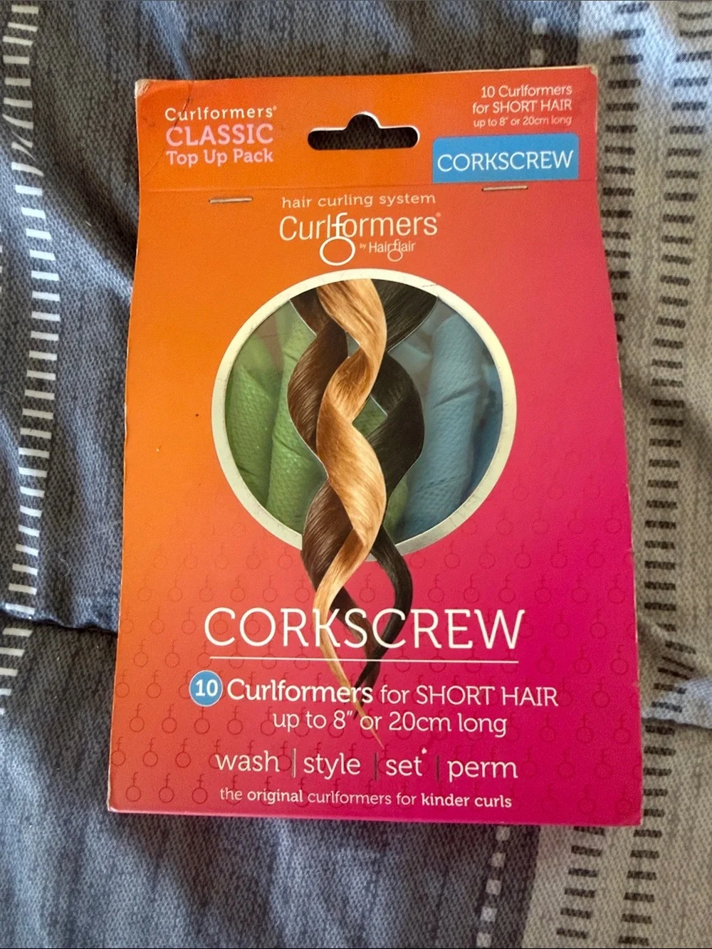 Curlformers Corkscrew Hair Curlers - Orange Pink Packaging 10 pk
